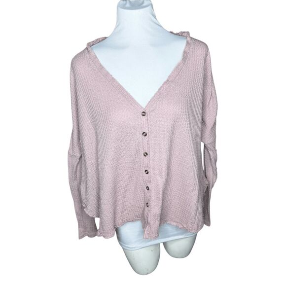Out From Under UO mauve waffle knit thermal xs long sleeve top - Picture 8 of 9